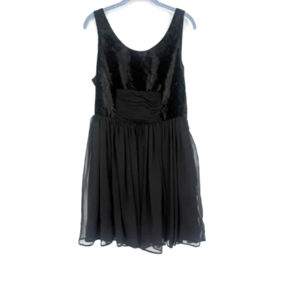 Free People Black Crushed Velvet Fit and Flare Dress Size 10